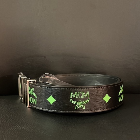 FINAL DROP / SALE !! Mcm unisex visetos monogram leather logo belt NWT - Picture 3 of 5